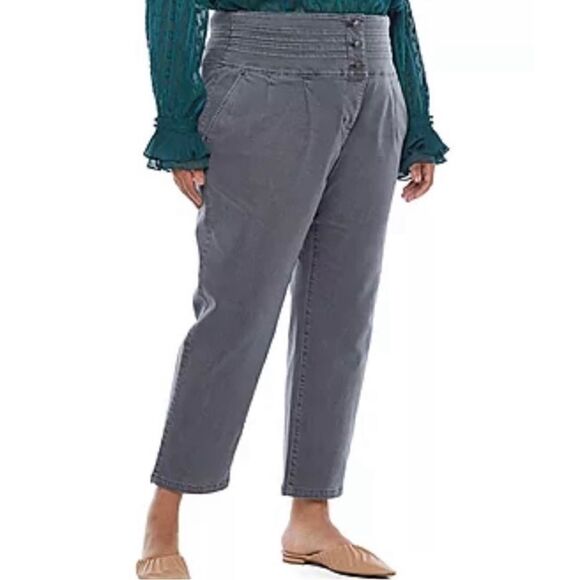 Ryegrass Jeans Sz 18W 18 High Waist Ankle Pleated Pockets GRAY Denim NEW retro - Picture 1 of 10